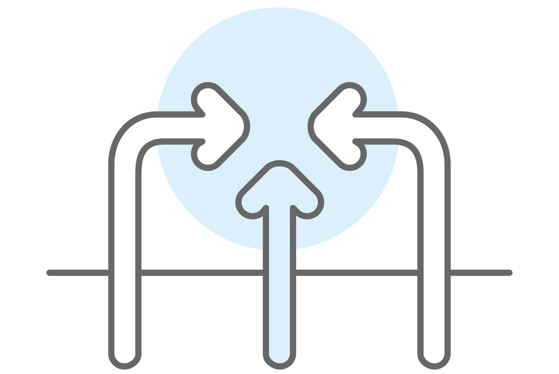 arrows pointing towards the same spot